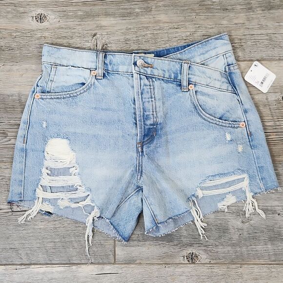 We The Free Distressed High Waisted Denim Jean Shorts - Picture 1 of 6